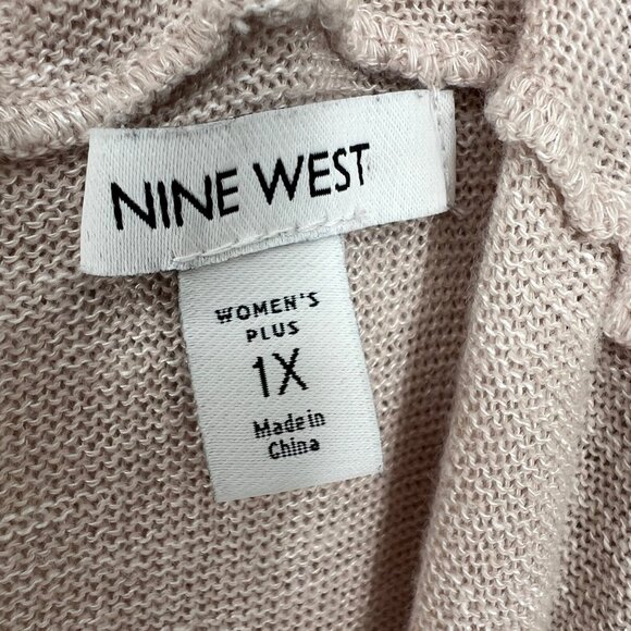 Nine West Open Front Cardigan Beige Lightweight Knit Size 1X - Picture 8 of 11